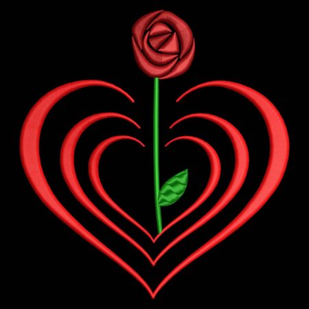 Heart Rose Valentines embroidery desgin