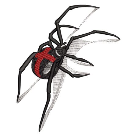 3D Black Widow Spider embroidery design Front