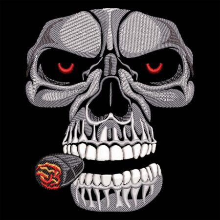Brutal Skull Embroidery Design Halloween Skeleton Head 1