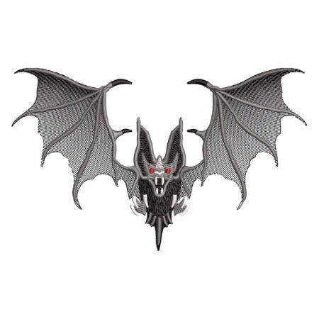 Creepy Bat Embroidery Design for Punk Halloween