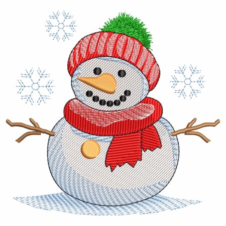 Winter Snowman with Snowflakes Machine embroidery design