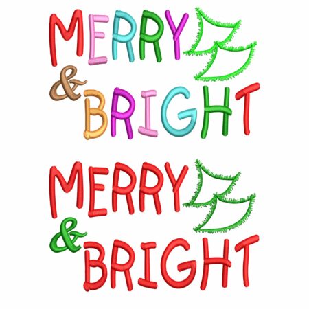 Merry and Bright Christmas Tree Machine embroidery designs Bundle