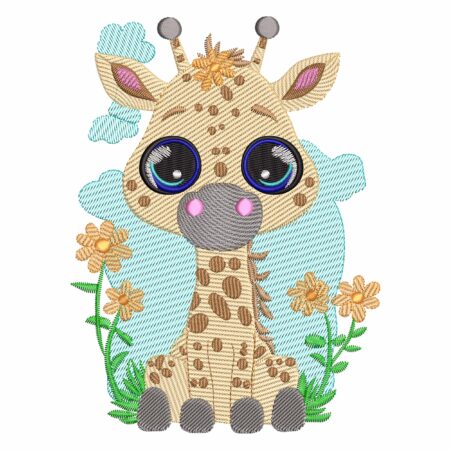 Sketch Baby Giraffe Machine embroidery design 4x4 hoops