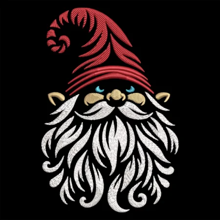 Christmas Gnome Face Machine embroidery design optimaized for Dark Fabric
