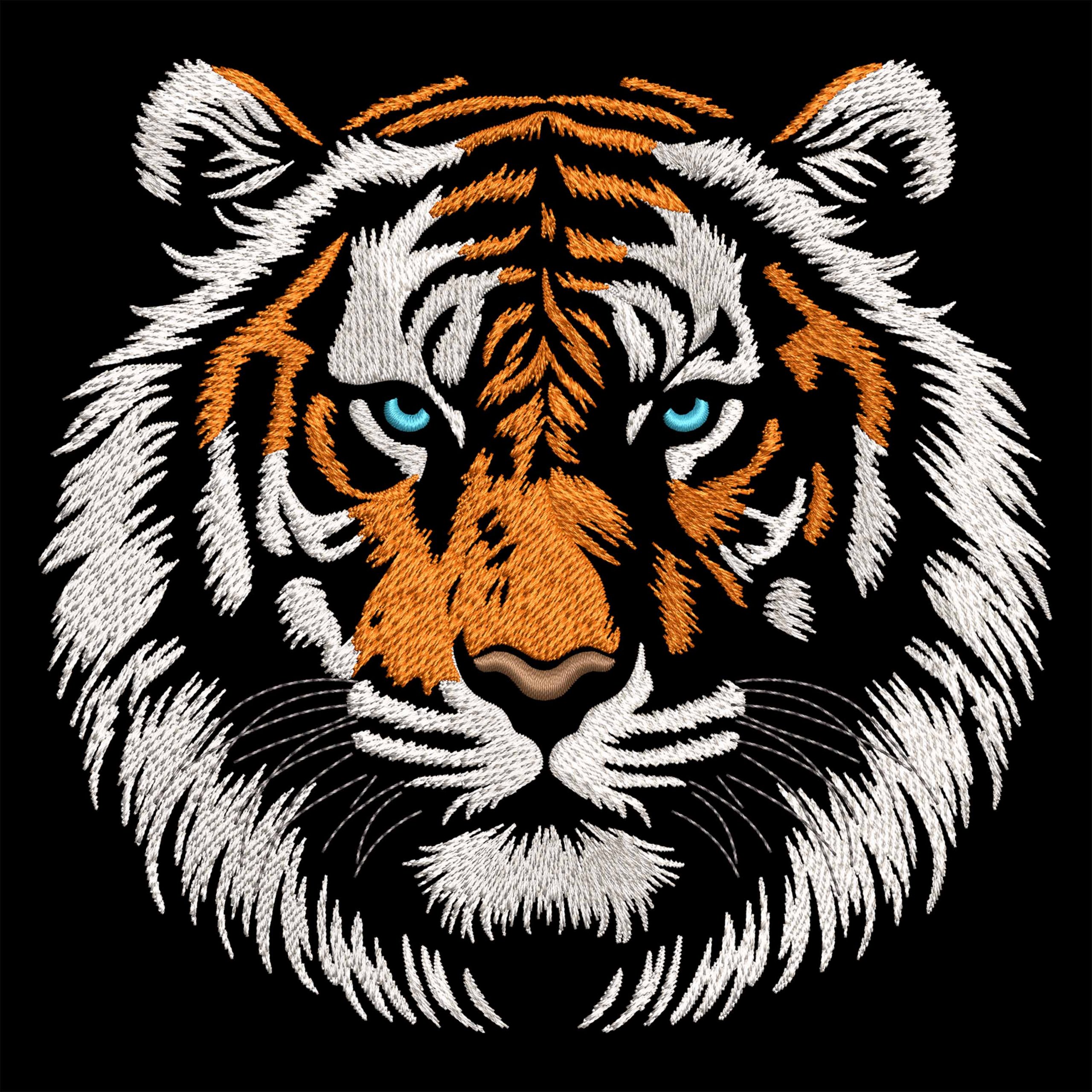 Realistic Tiger Head embroidery design for Dark Fabric Lifelike Animal Head Back Jacket Realistic Tiger Head embroidery design for Dark Fabric Lifelike Animal Head Back Jacket
