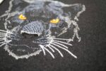 Light Stitch Black Panther Head Optimized for Dark Fabric Elegant Mystic Feline