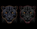 Mystic Panther Head embroidery designs Bundle Fill and Quick Stich Jungle Feline