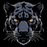 Black Panther Face embroidery design Mystic Jungle Animal Optimized for Dark Textile