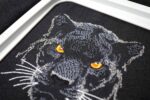 Light Stitch Black Panther Head Optimized for Dark Fabric Elegant Mystic Feline