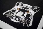 White Panther on Black embroidery design Elegant Jungle Animal Head