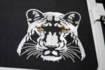 White Panther on Black embroidery design Elegant Jungle Animal Head