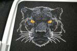Light Stitch Black Panther Head Optimized for Dark Fabric Elegant Mystic Feline