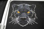 Light Stitch Black Panther Head Optimized for Dark Fabric Elegant Mystic Feline