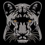Light Stitch White Panther Face machine embroidery design Jungel Majesty Big Cat