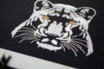 White Panther on Black embroidery design Elegant Jungle Animal Head