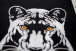 White Panther on Black embroidery design Elegant Jungle Animal Head