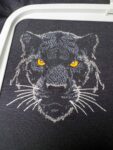Light Stitch Black Panther Head Optimized for Dark Fabric Elegant Mystic Feline