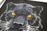 Light Stitch Black Panther Head Optimized for Dark Fabric Elegant Mystic Feline