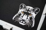 White Panther on Black embroidery design Elegant Jungle Animal Head