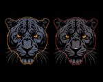 Filled and Light Stitch Black Panther Head embroidery designs Bundle