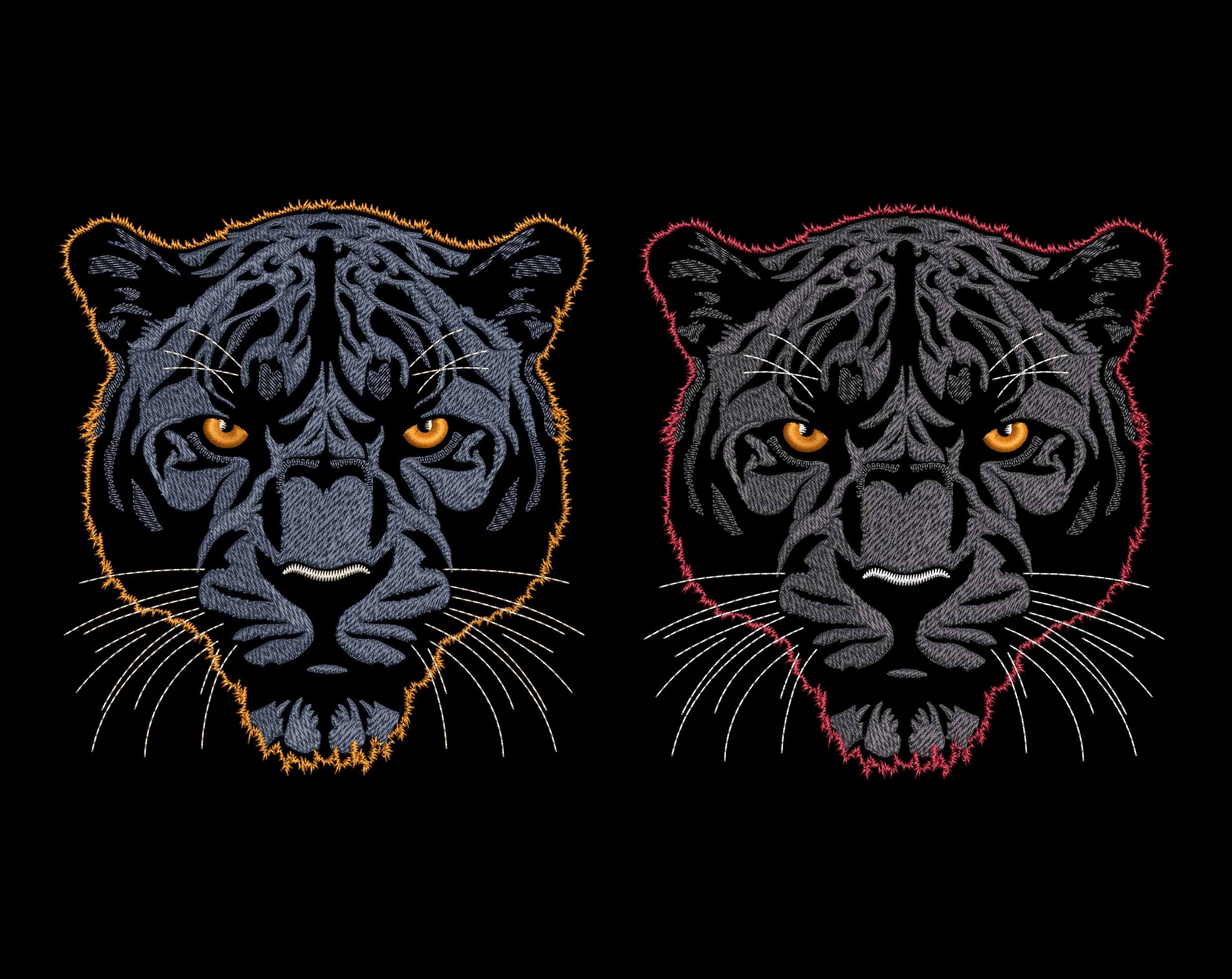 Powerful jungle cat embroidery for clothing Powerful jungle cat embroidery for clothing