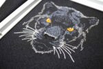 Light Stitch Black Panther Head Optimized for Dark Fabric Elegant Mystic Feline