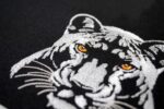 White Panther on Black embroidery design Elegant Jungle Animal Head