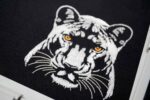 White Panther on Black embroidery design Elegant Jungle Animal Head