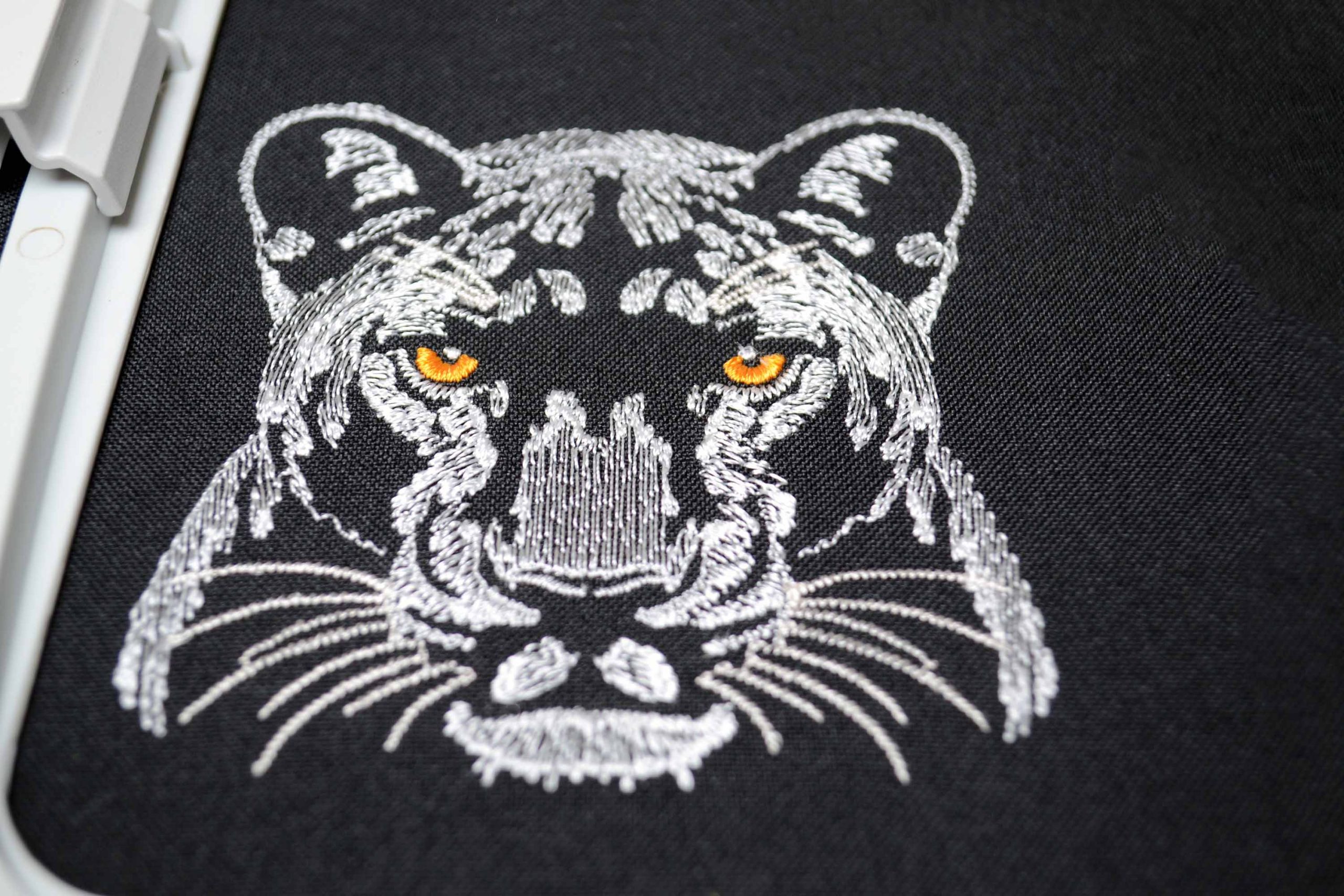 Unique panther head embroidery for wildlife projects Unique panther head embroidery for wildlife projects