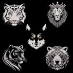 White Animals for dark fabric embroidery designs Bundle Wild Nature Art