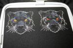 Light Stitch Black Panther Head Optimized for Dark Fabric Elegant Mystic Feline