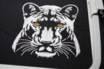 White Panther on Black embroidery design Elegant Jungle Animal Head