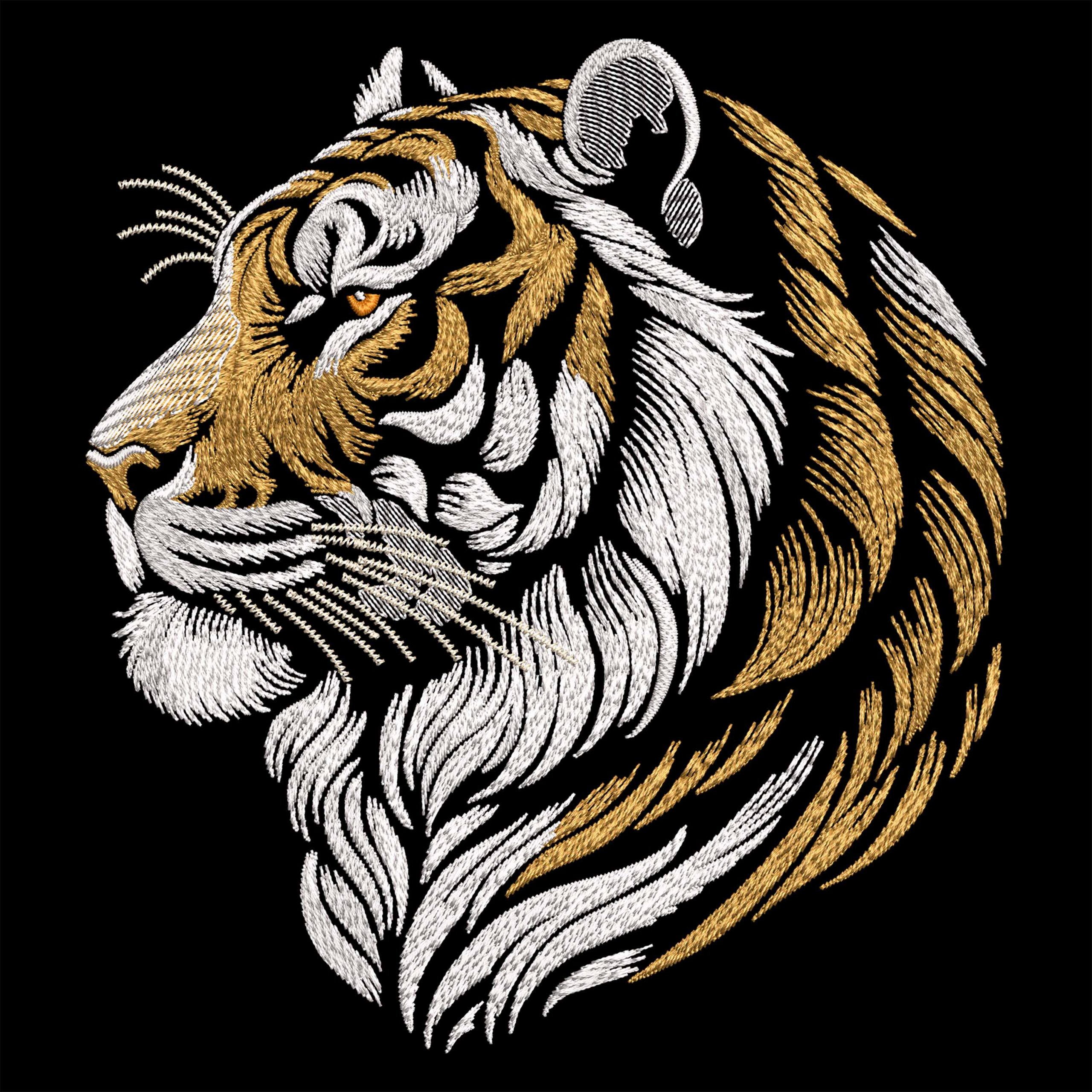 Noble Tiger Head Machine embroidery design Golden Bengal Animal Noble Tiger Head Machine embroidery design Golden Bengal Animal